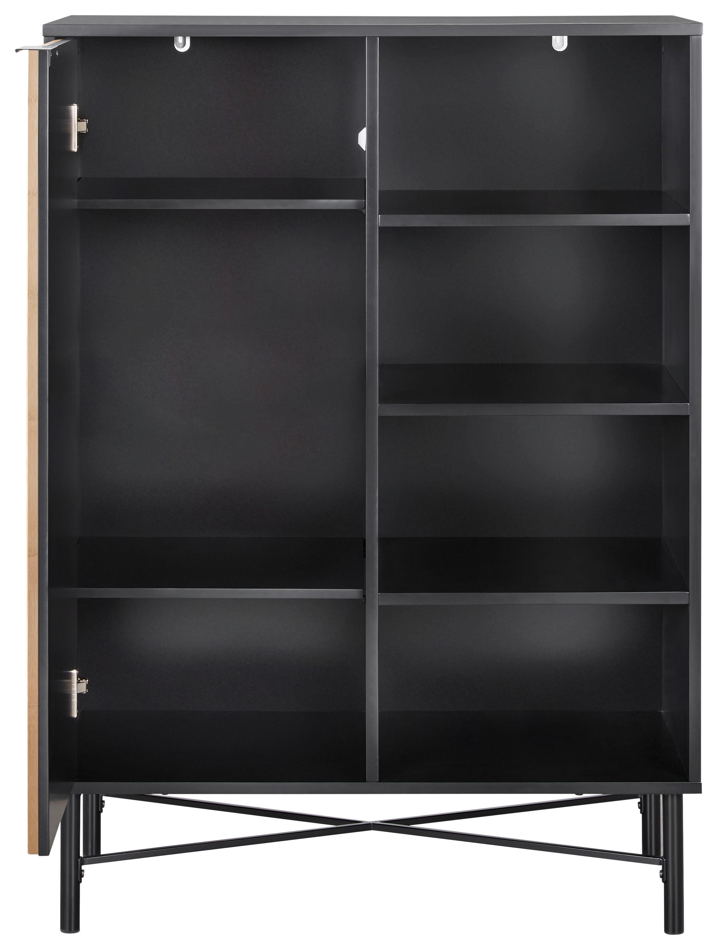 Komoda MADRID - černá/barvy dubu, Moderní, kov/dřevo (80/114/40cm) - Mömax