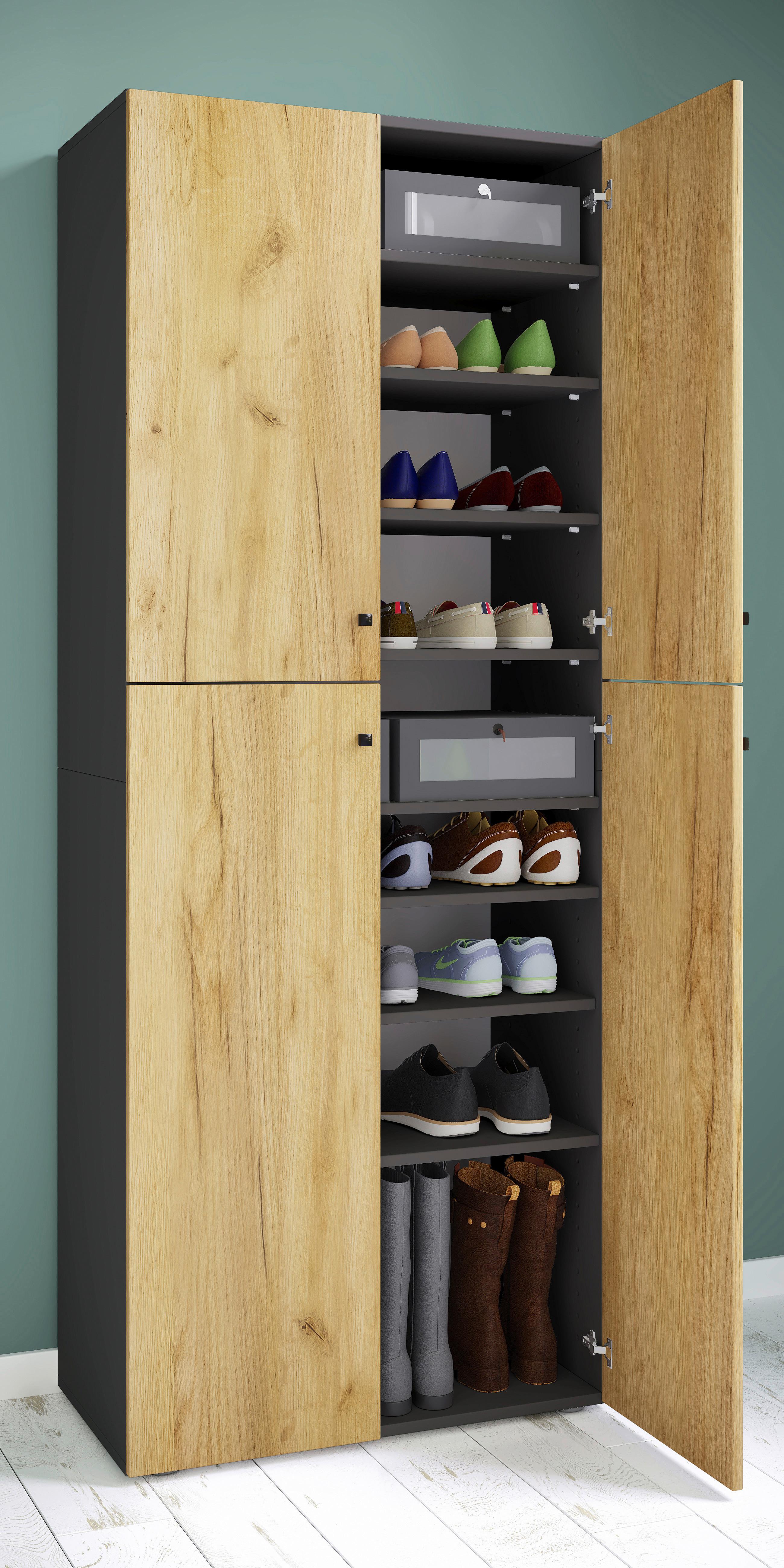 Schuhschrank Lona Anthrazit Honigeiche Dekor - Honigeiche/Anthrazit, Design, Holzwerkstoff (70/182/39cm) - MID.YOU