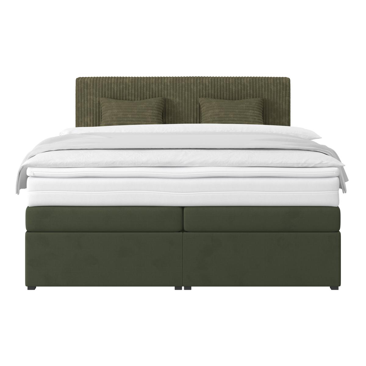 Boxspringbett Mit Topper Mit Bettkasten 180x200 Cm Rossa - Schwarz/Grün, MODERN, Holzwerkstoff/Textil (180/200cm)