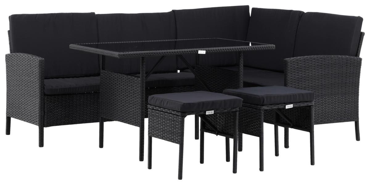 Gartenmöbel Set 4-Tlg Knock Kunststoff mit Kissen - Schwarz, KONVENTIONELL, Kunststoff - Gardenson