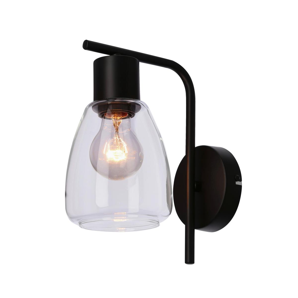 Wandleuchte 21-35110 Moldo - Transparent/Schwarz, Design, Metall (17.4/12/23.5cm)