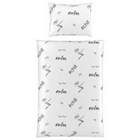 Mikro-Satin Bettwäsche 140x200 cm Elenor Grau Schriftzug - Grau, MODERN, Textil (140/200cm) - Luca Bessoni