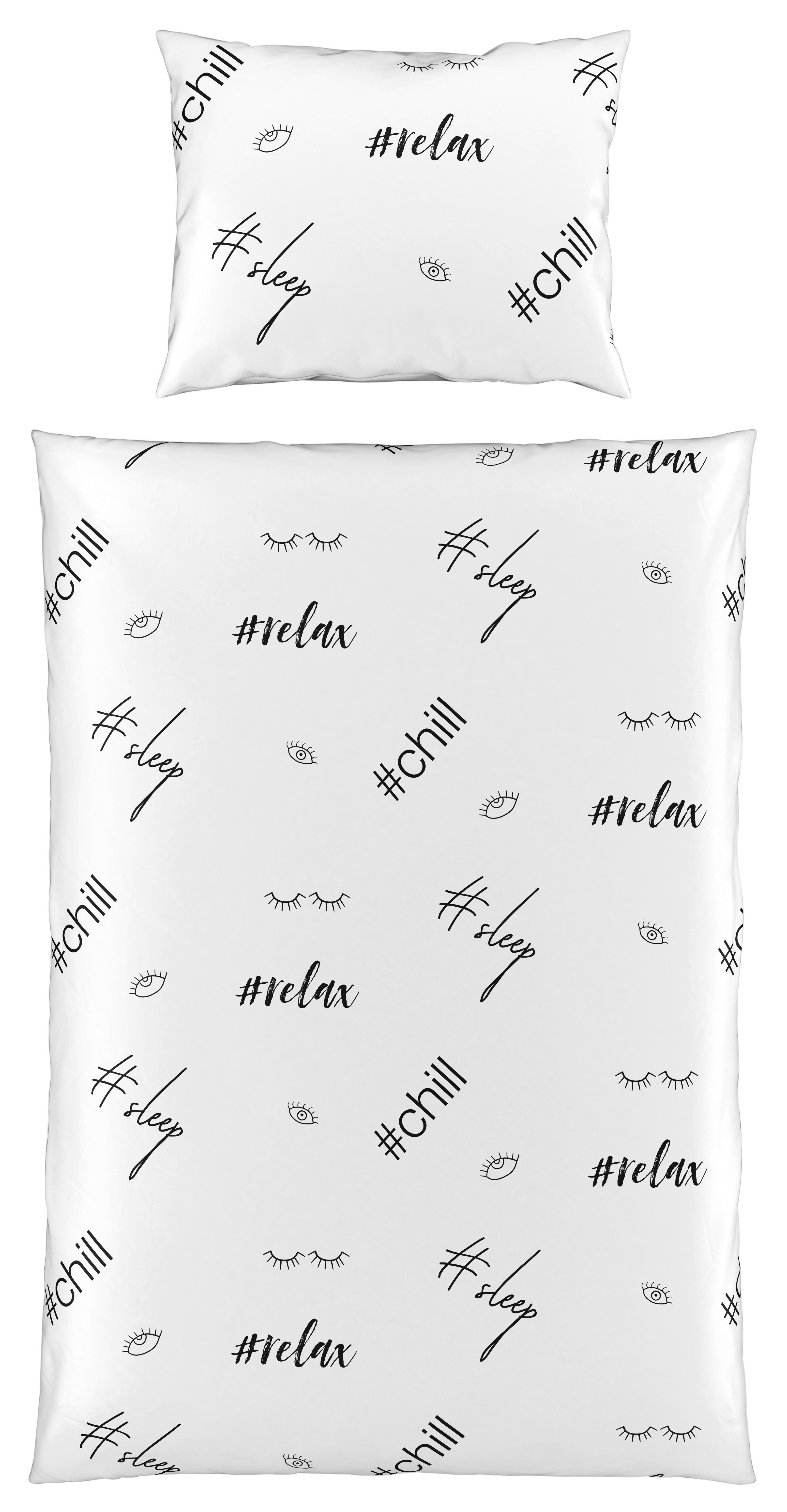 Mikro-Satin Bettwäsche 140x200 cm Elenor Grau Schriftzug