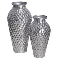 Dekovase 2er Set Silberfarben B: 26 Cm - Silberfarben, Design, Metall (26/51/26cm) - Livetastic