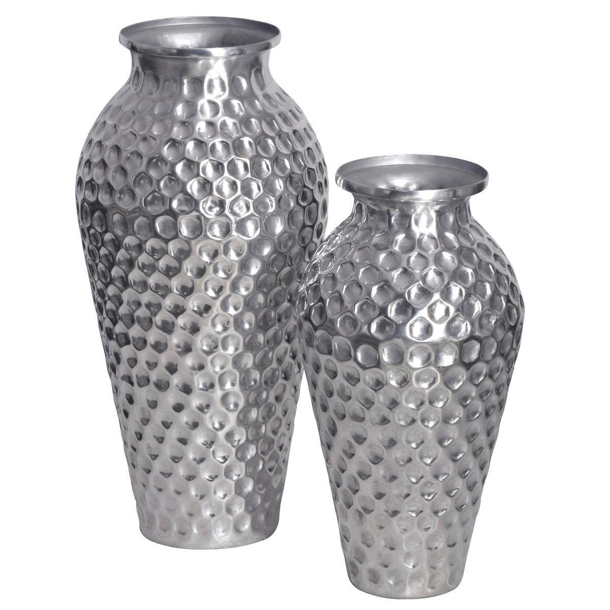 Dekovase 2er Set Silberfarben B: 26 Cm - Silberfarben, Design, Metall (26/51/26cm) - Livetastic