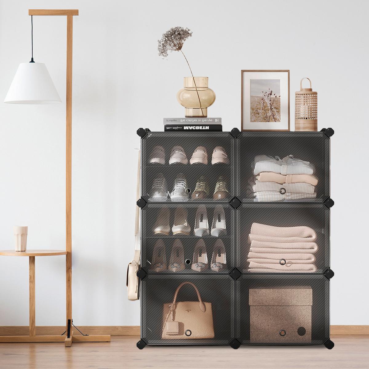 Schuhregal Schwarz, Weiß B: 82 Cm - Schwarz/Weiß, Basics, Kunststoff/Metall (82/92/32cm)