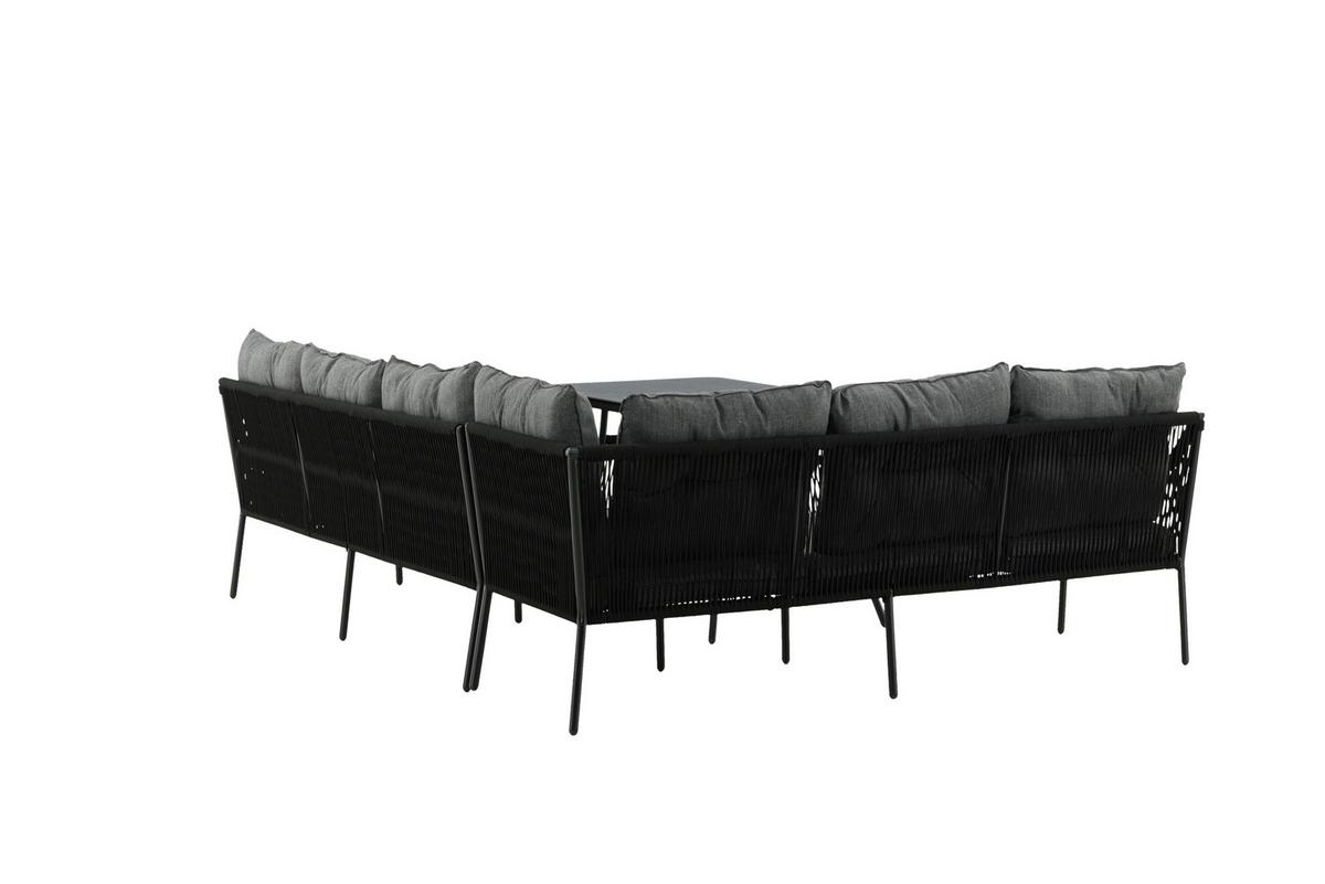 Loungegarnitur 2-tlg Berlin Metall/glas/dekor Mit Kissen - Schwarz, KONVENTIONELL, Metall (173/196cm) - Gardenson