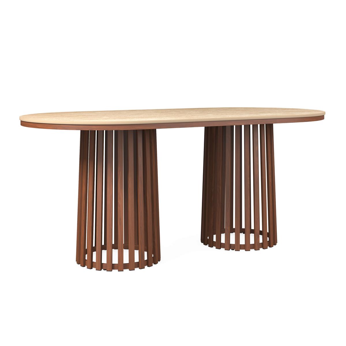 Jedálenský stôl Maddy, š: 90 cm - prírodná farba, Modern, kov/kameň (90/76/180cm) - Bessagi Home