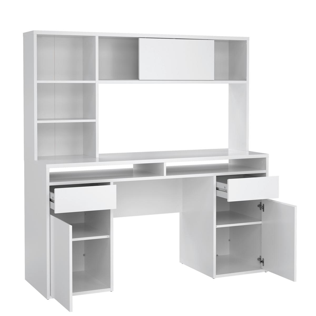 Schreibtisch Function Plus, Weiß,l: 149 cm - Weiß Hochglanz, MODERN, Holzwerkstoff (149/48,2/156,2cm) - MID.YOU