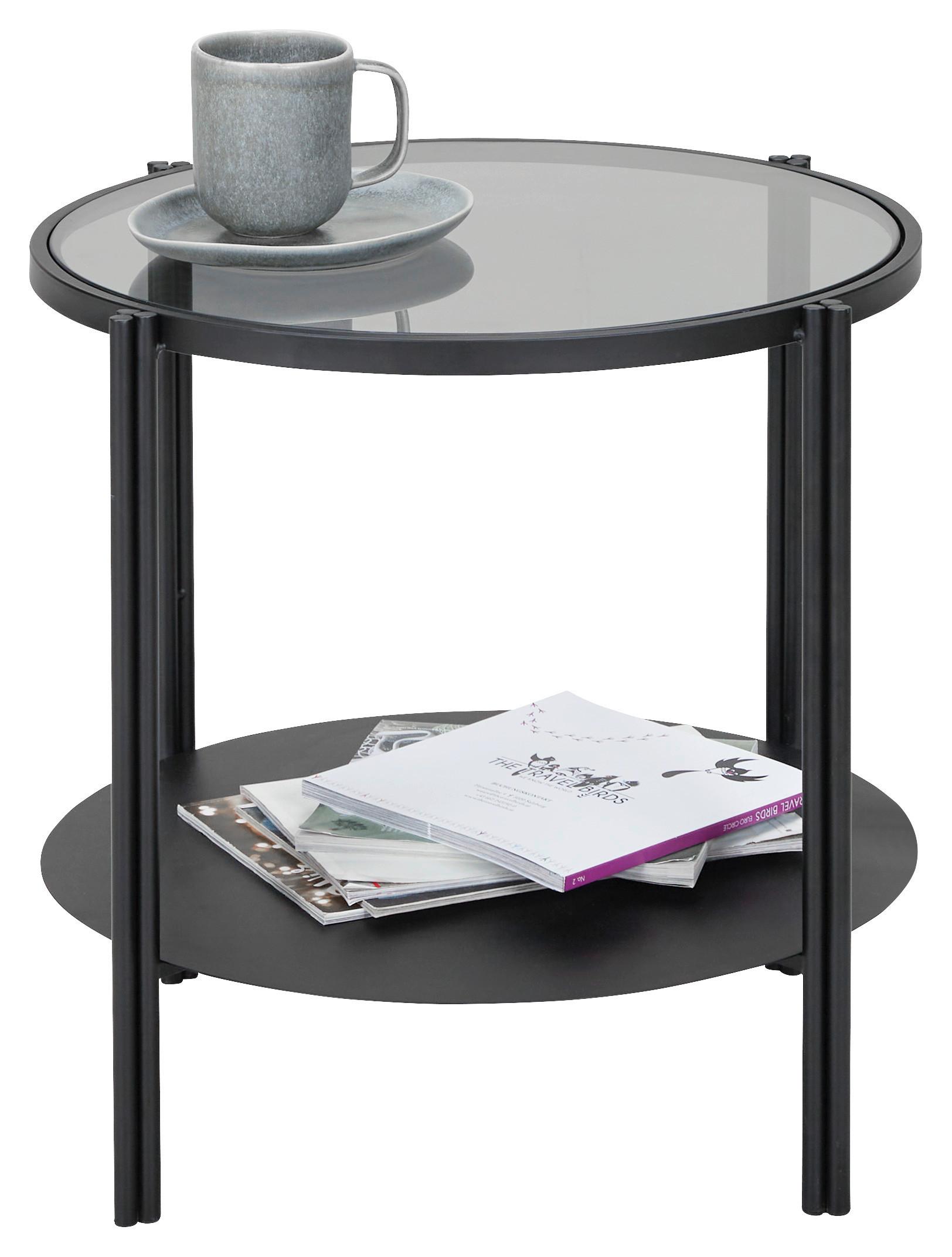 ODKLÁDACÍ STOLEK FINN -TREND- - šedá/černá, Moderní, kov/sklo (50/50/51cm) - Premium Living