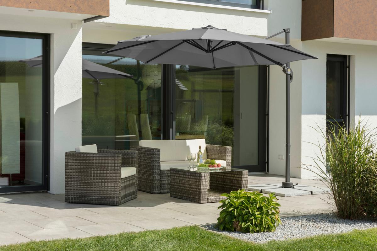 Ampelschirm Rhodos Junior BxHxT: 352x244x300 cm Anthrazit - Anthrazit, Basics, Textil/Metall (352/244/300cm) - Schneider