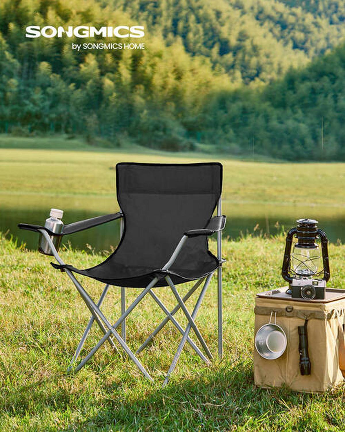 Campingsessel 2-tlg. Set, Inkl. Tragetasche, B: 86 Cm - Silberfarben/Schwarz, Basics, Textil/Metall (84/81/52cm) - Modante