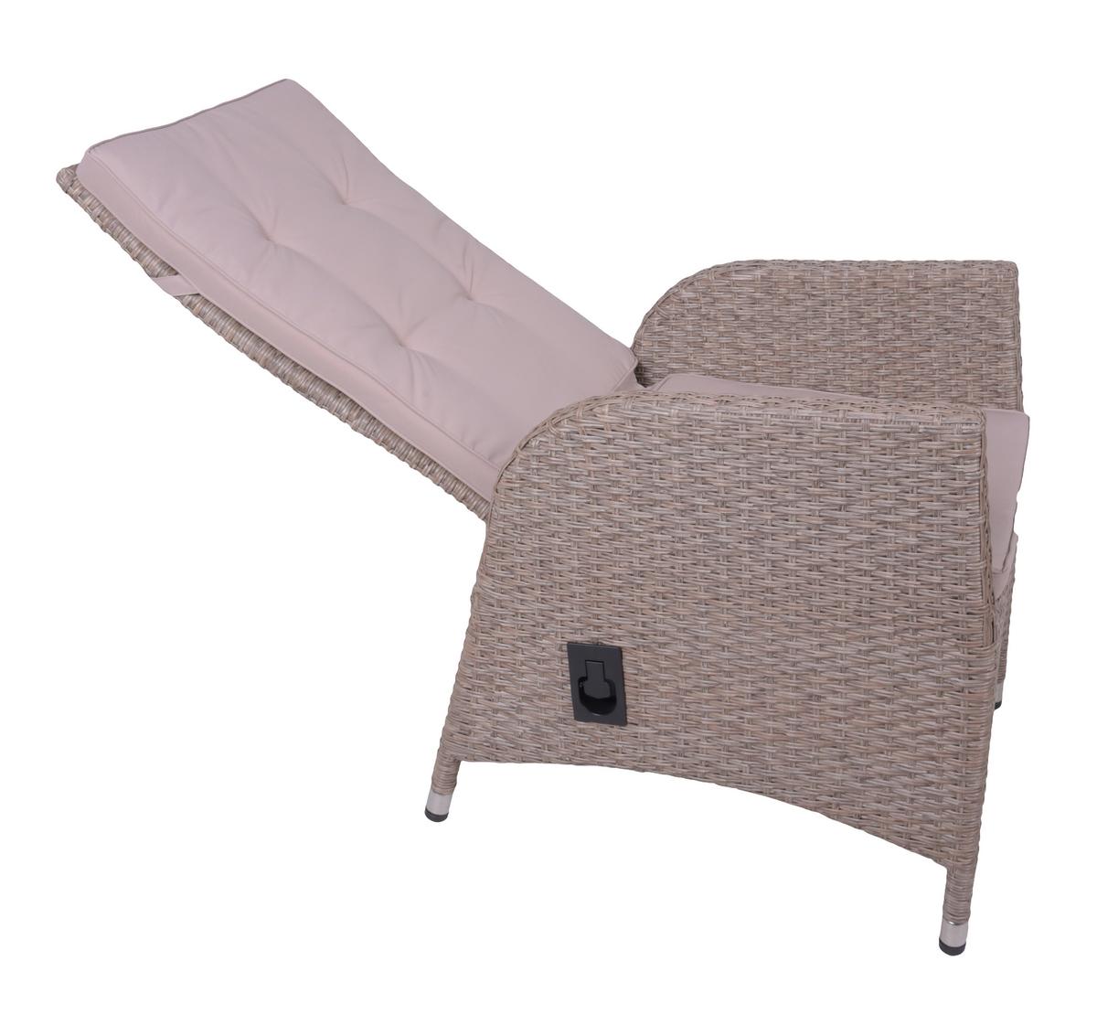 Gartenstuhl-Set Uv-Beständig Braga, Kunststoffgeflecht - Creme/Braun, Basics, Kunststoff/Textil (68/109/60cm) - Gardenson