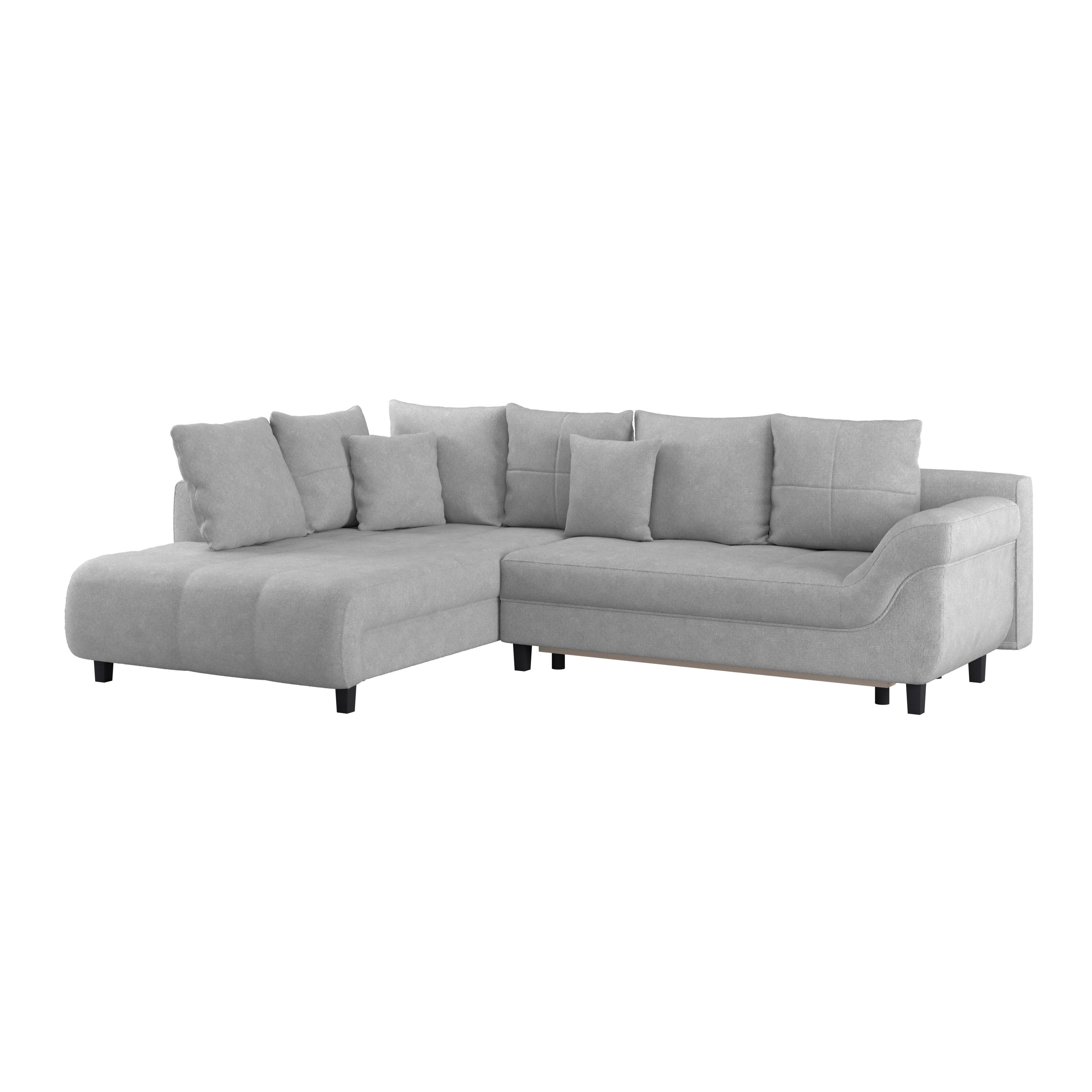 Ecksofa Mendoza - Silberfarben/Schwarz, Design, Textil (197/309cm) - Ondega