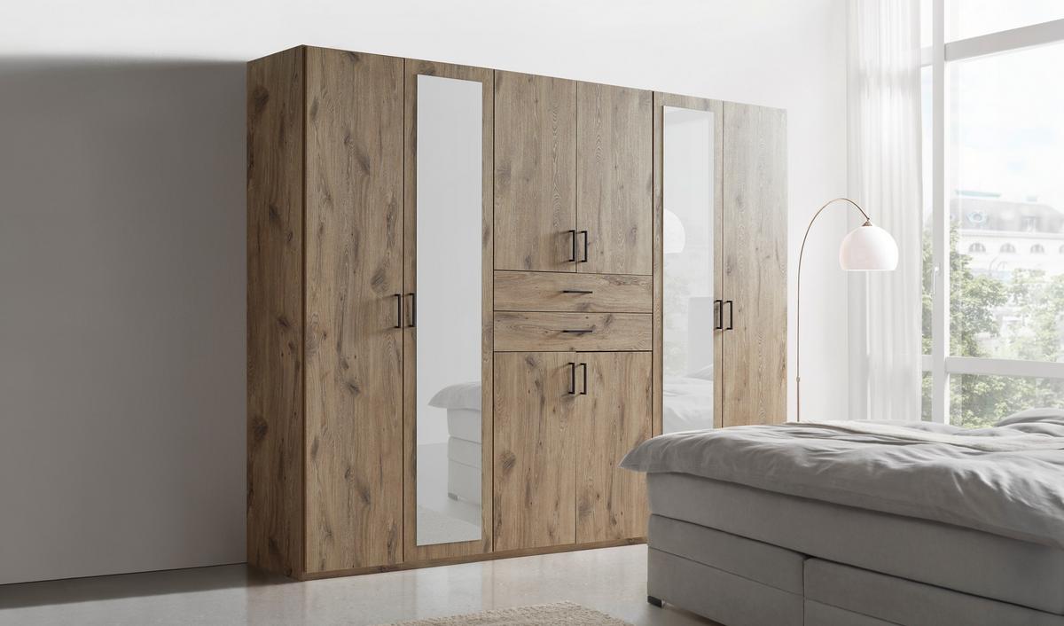 Šatní skříň DILLINGEN - barvy dubu/černá, Konvenční, kompozitní dřevo/plast (270/208/58cm) - Mömax