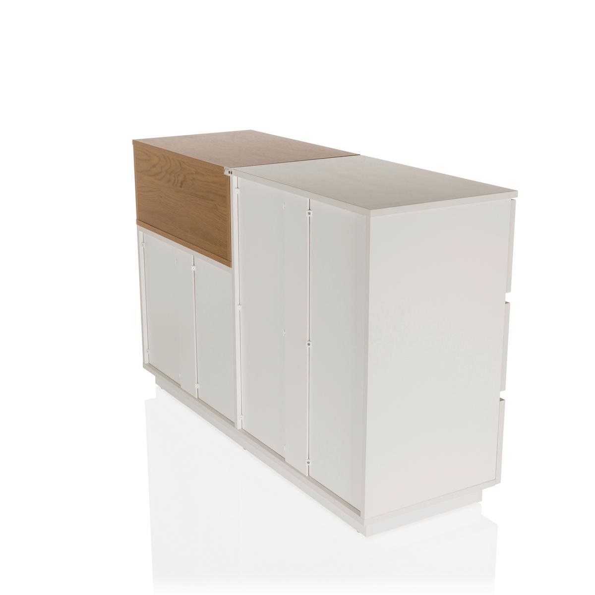 Sideboard Melmo S Weiß/eichefarben B: 120 Cm - Eichefarben/Weiß, MODERN, Holzwerkstoff (120/76/40cm) - MID.YOU