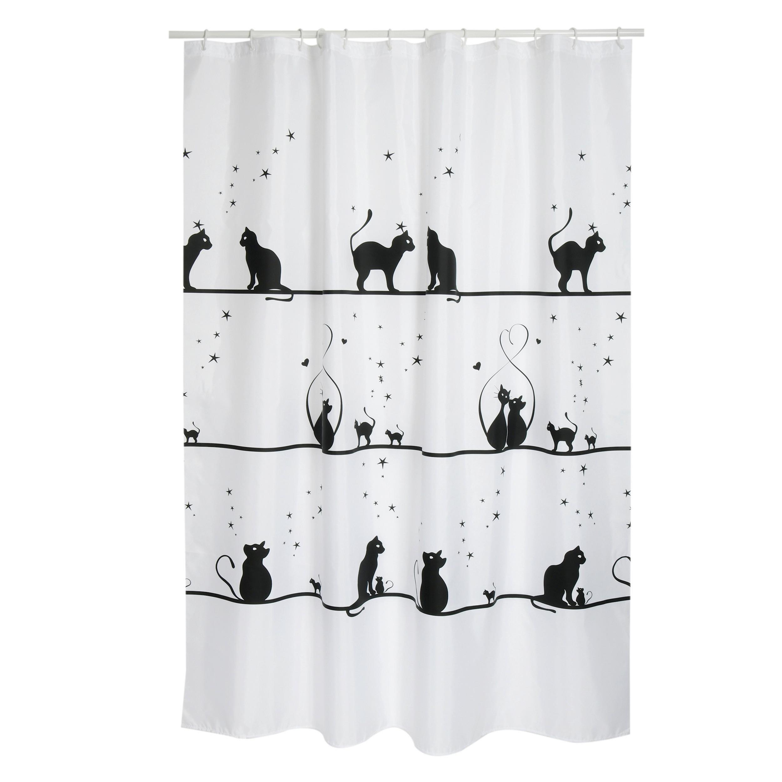 Duschvorhang in Schwarz Textil/Mischgewebe - Schwarz, Basics, Textil (180/200cm) - MSV