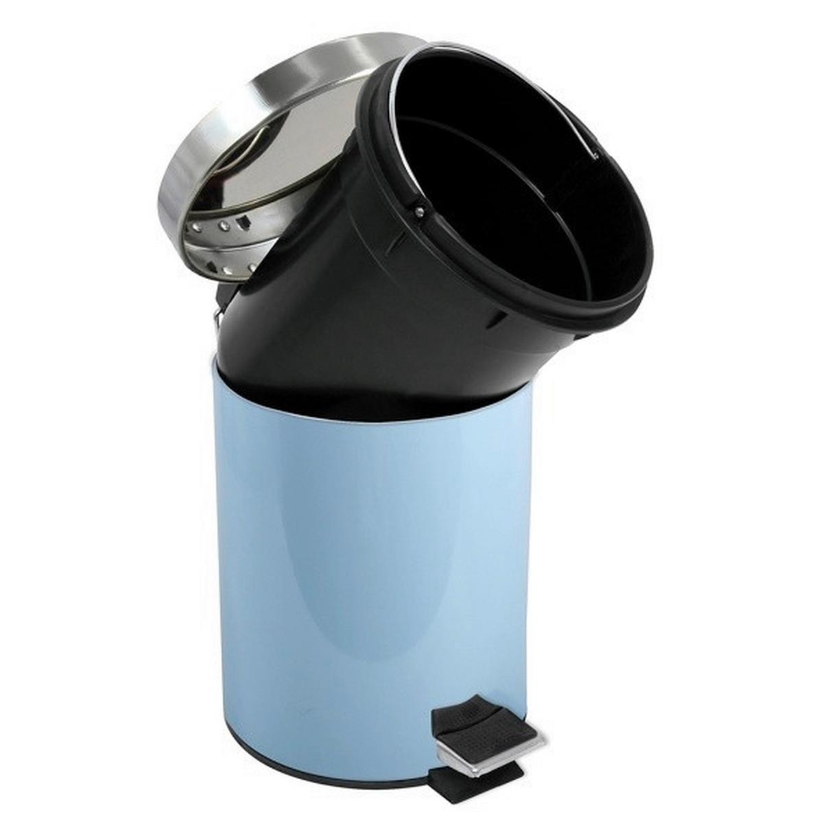 Kosmetikeimer Unis 3l Pastelblau Metall DxH 17x25 - Pastellblau/Schwarz, Basics, Kunststoff/Metall (17/25cm)