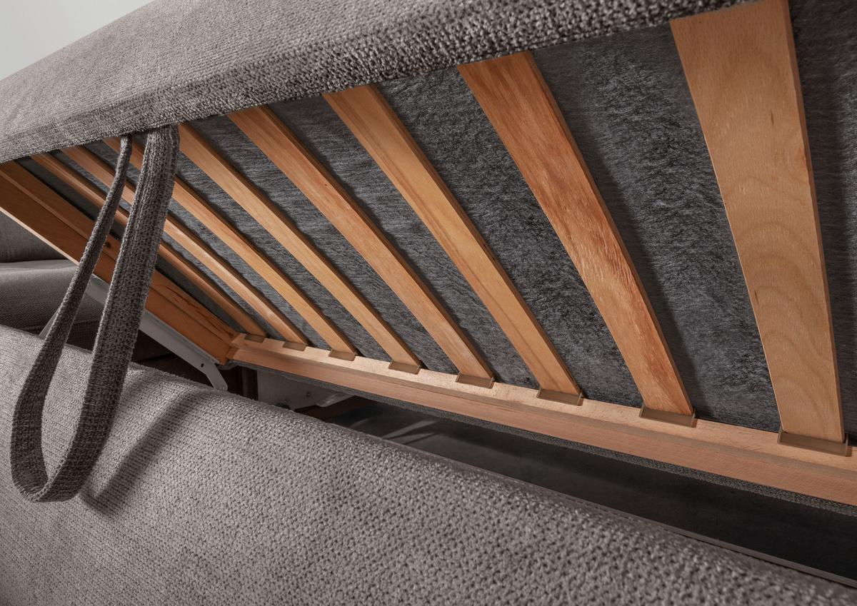 Wohnlandschaft Mit Bettkasten Rigatti Graubraun B: 387 Cm - Graubraun/Schwarz, MODERN, Textil (252/387/184cm) - Livetastic
