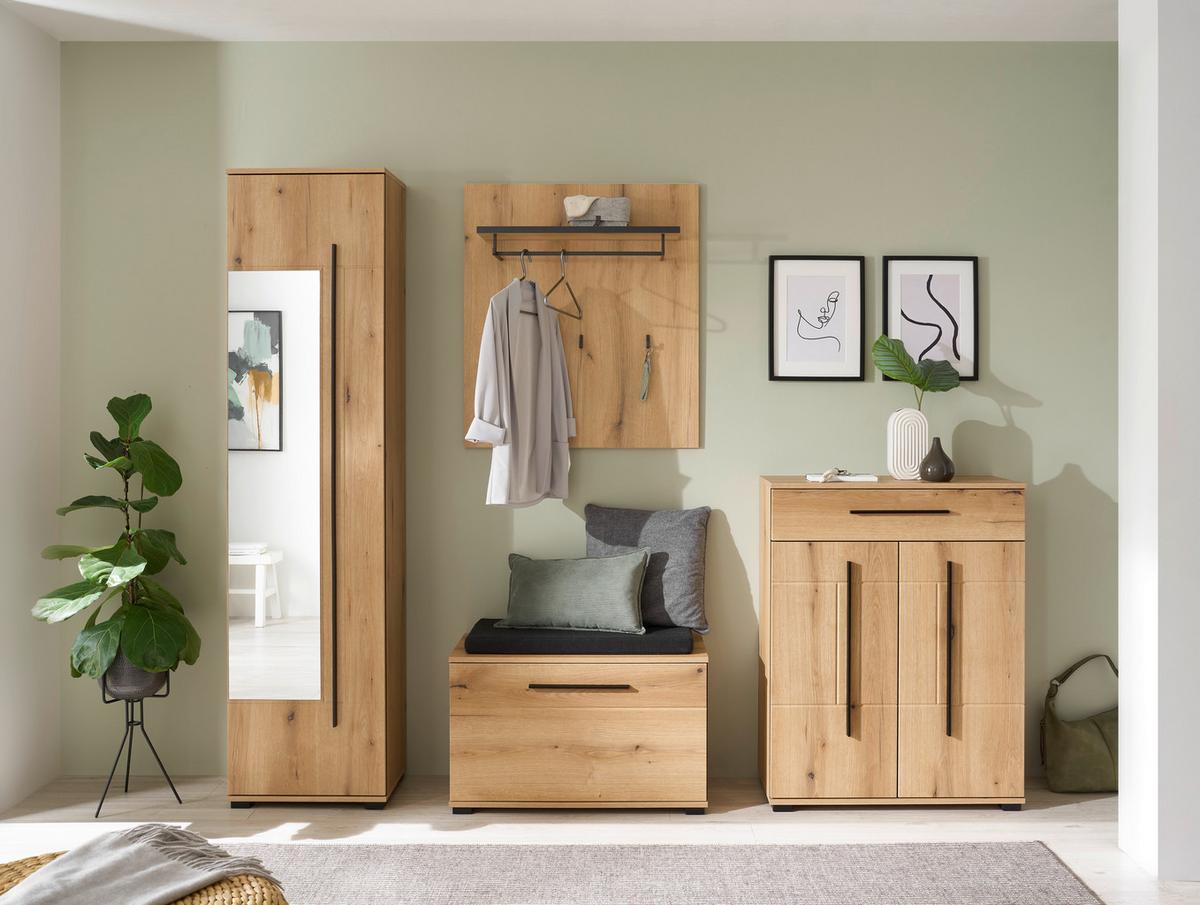 Mehrzweckschrank Cantara Eichefarben B: 50cm - Eichefarben/Schwarz, MODERN, Holzwerkstoff (50/201/39cm) - MID.YOU
