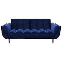 2-Sitzer-Sofa Scarlett Mit Schlaffunktion Blau Samt - Blau/Braun, KONVENTIONELL, Textil (215/81,5/84,5cm) - Playboy