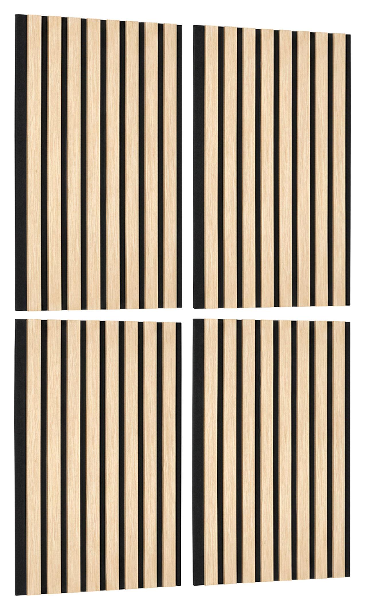 Akustický panel, Ashley, dub bianoc, 4 ks/sada - dub bianco, Moderní, dřevo/kompozitní dřevo (60,5/28/1,2cm) - Mömax