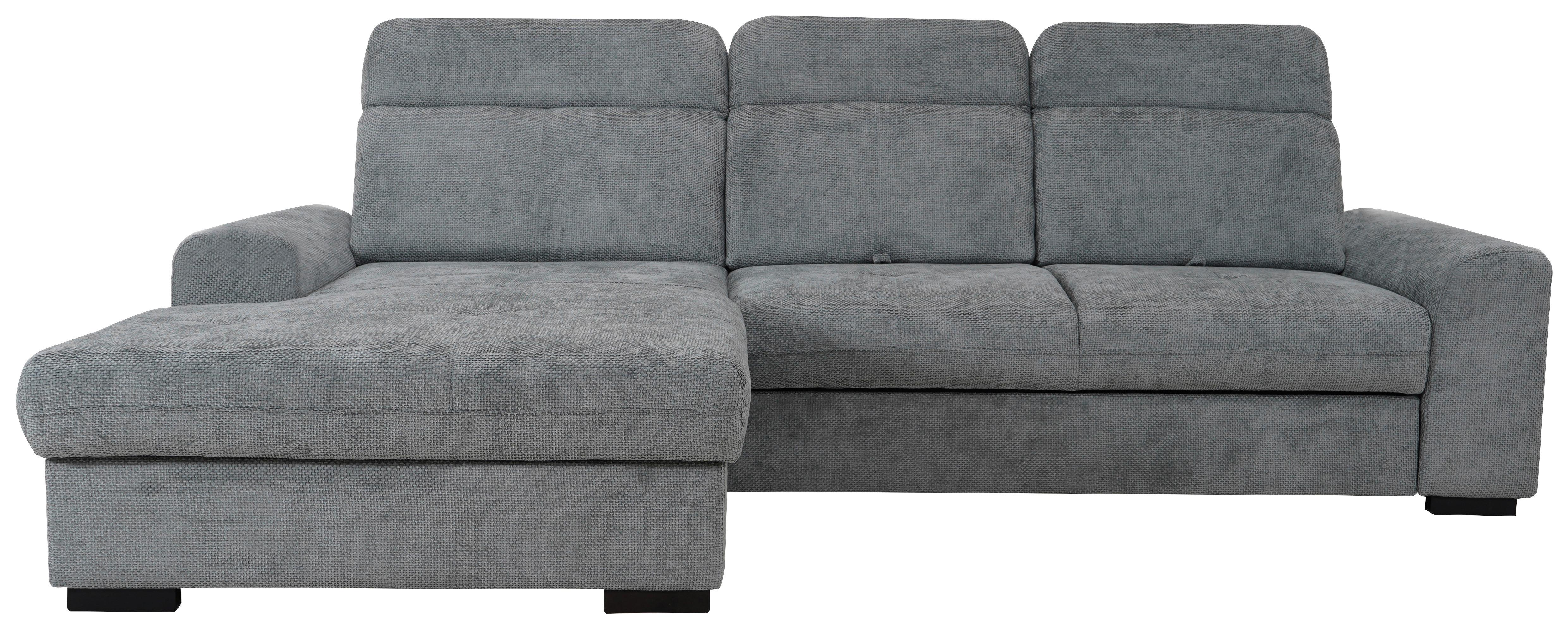Ecksofa Malaga New Chenille Grau, Lf: 137x229cm - Schwarz/Grau, KONVENTIONELL, Textil (203/286cm) - Ondega