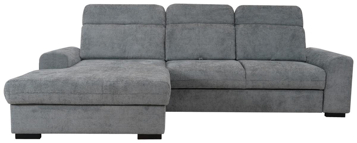 Rohová sedačka MALAGA, levá, šedá žinylka - šedá/černá, Konvenční, dřevo/textil (203/286cm) - Ondega