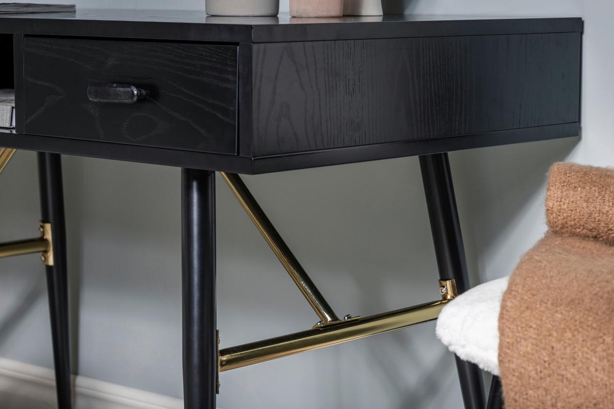 Konsolentisch Gold - Schwarz, Design, Holzwerkstoff/Metall (110/75/110cm) - Livetastic