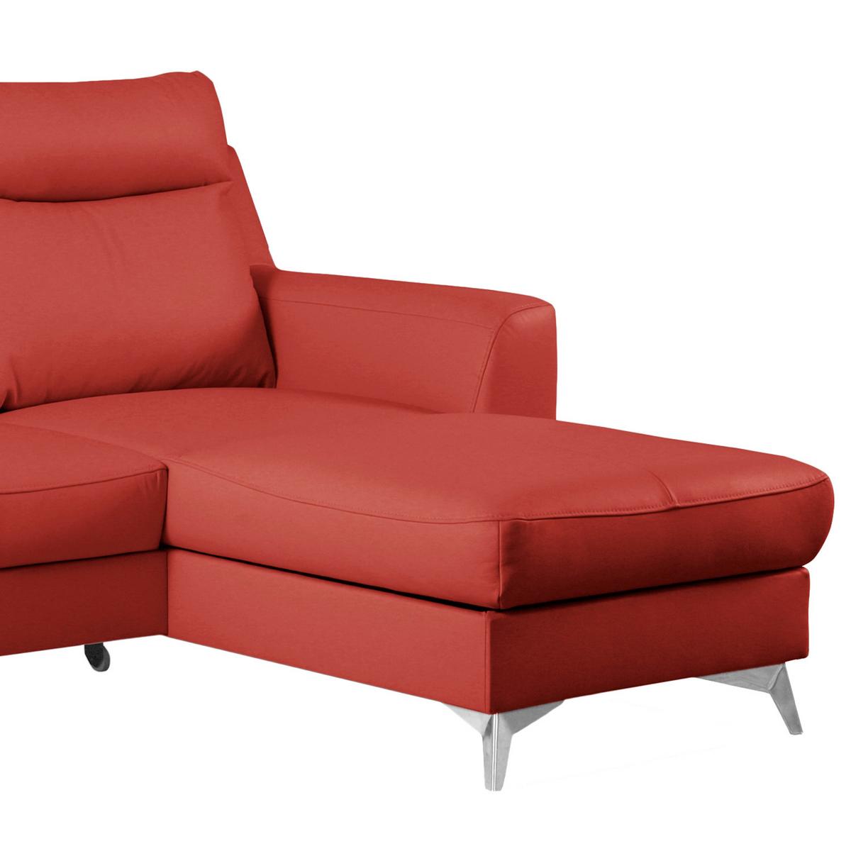 Ecksofa Gio Rot S: 168x236 Cm - Chromfarben/Rot, Design, Leder/Textil (168/236cm) - Livetastic
