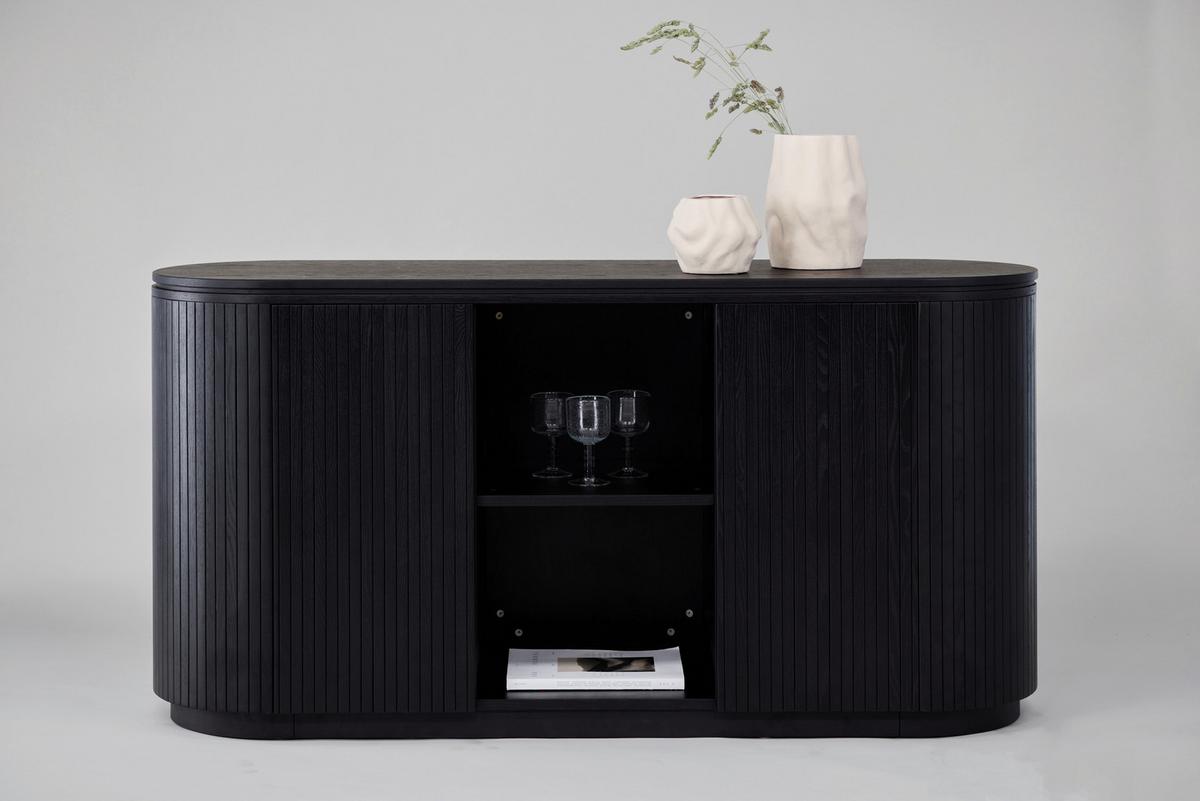 Sideboard Fjällbacka - Schwarz, Design, Holz (160/80/48cm) - Livetastic