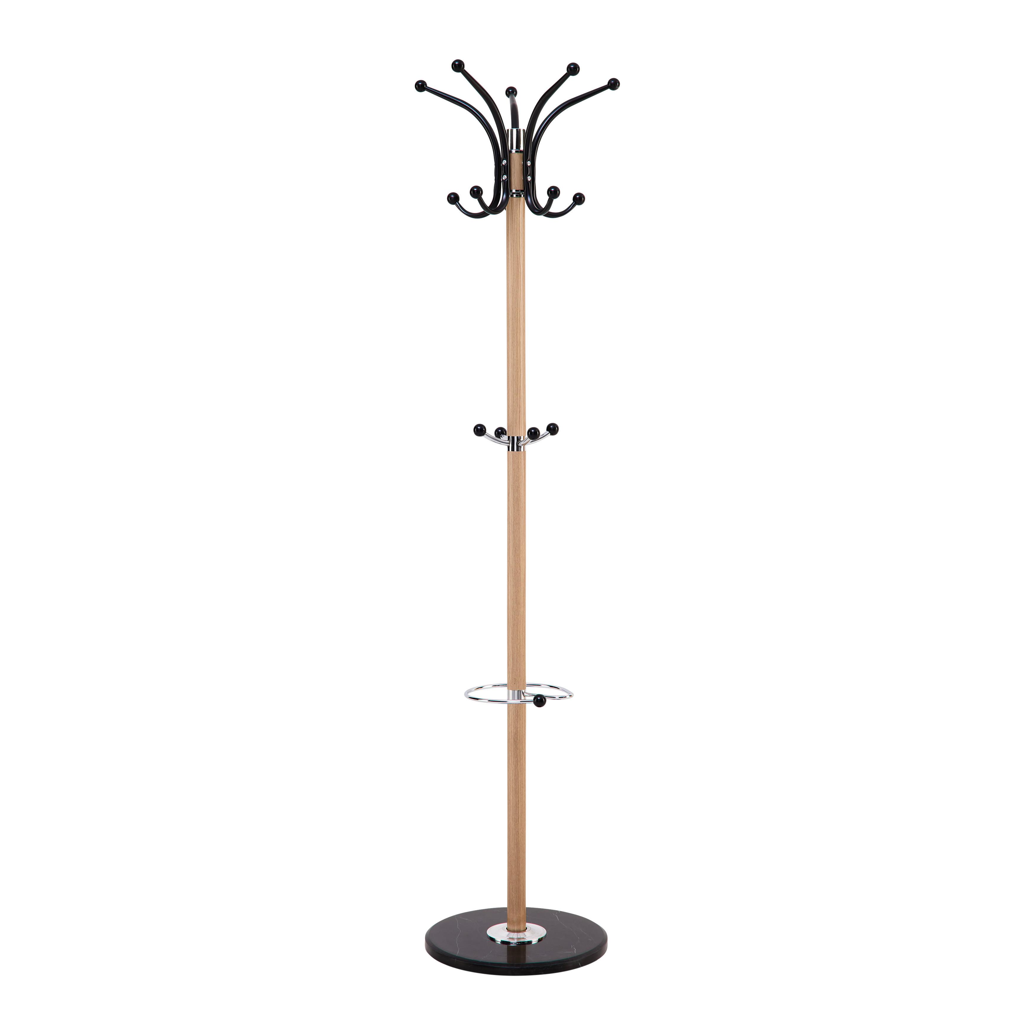 ŠATNÍ STOJAN MUCKI - černá/barvy dubu, Moderní, kov/kámen (39/171cm) - Mömax