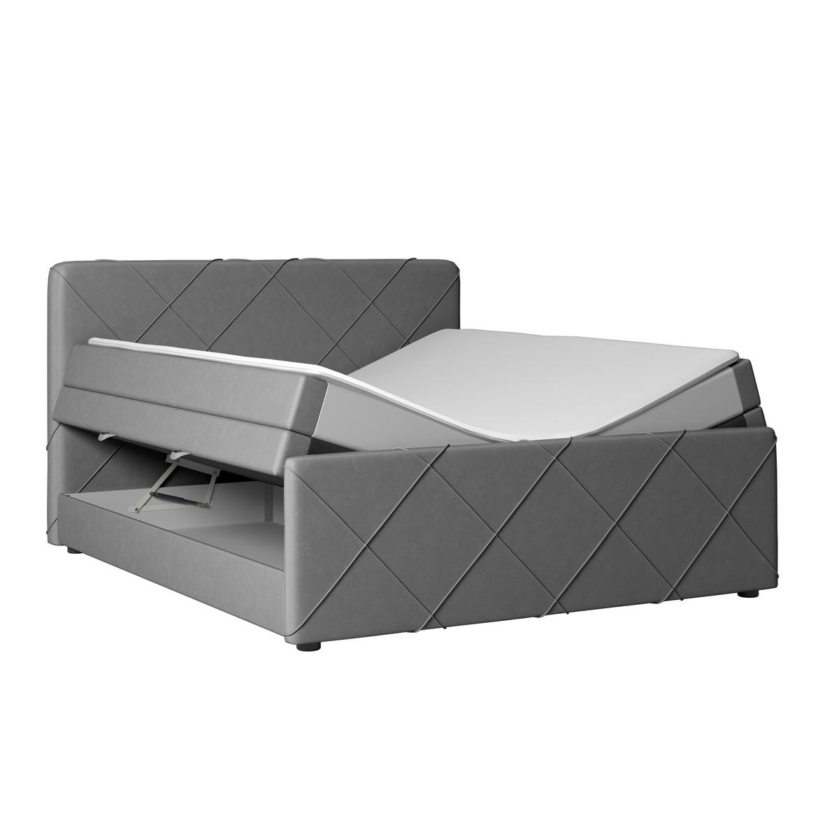Boxspringbett mit Bettkasten Cordoba, 180x200 cm - Hellgrau/Schwarz, MODERN, Karton/Holz (180/200cm) - MID.YOU