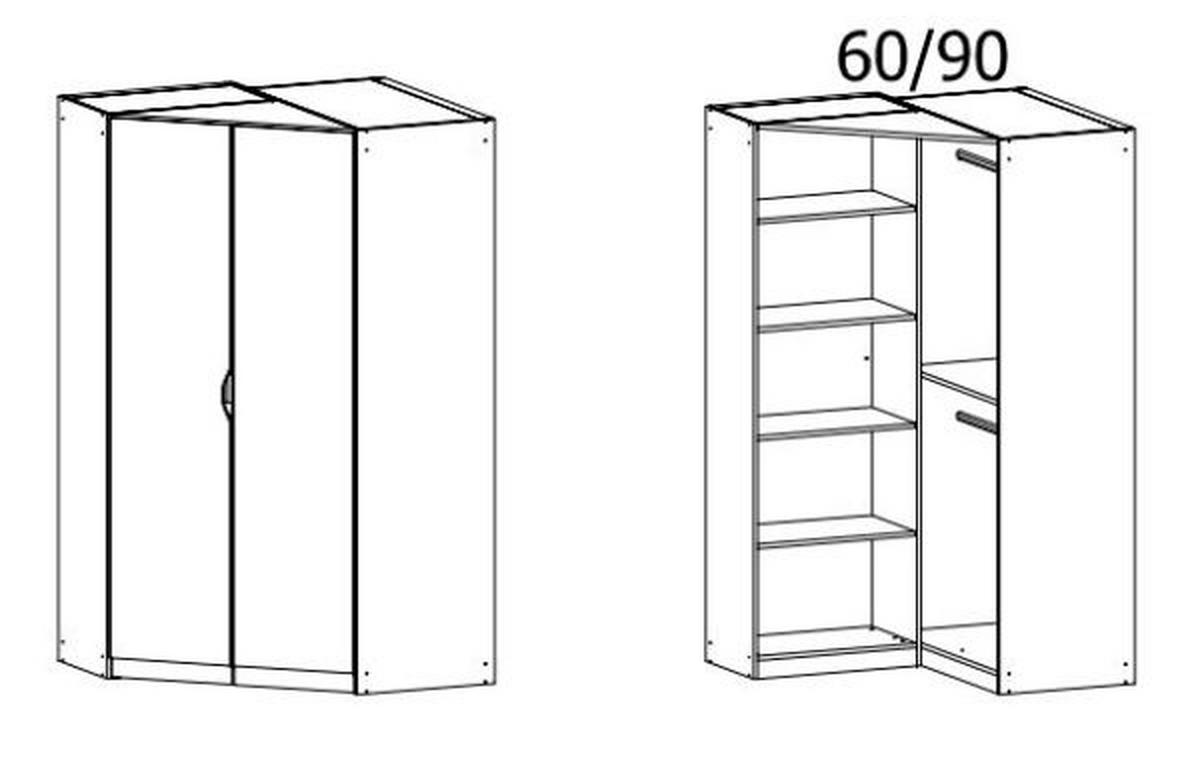Eckschrank Grifflos 117cm Freising, Weiß - Weiß, MODERN, Holzwerkstoff (117/197/104cm) - Rauch Möbel