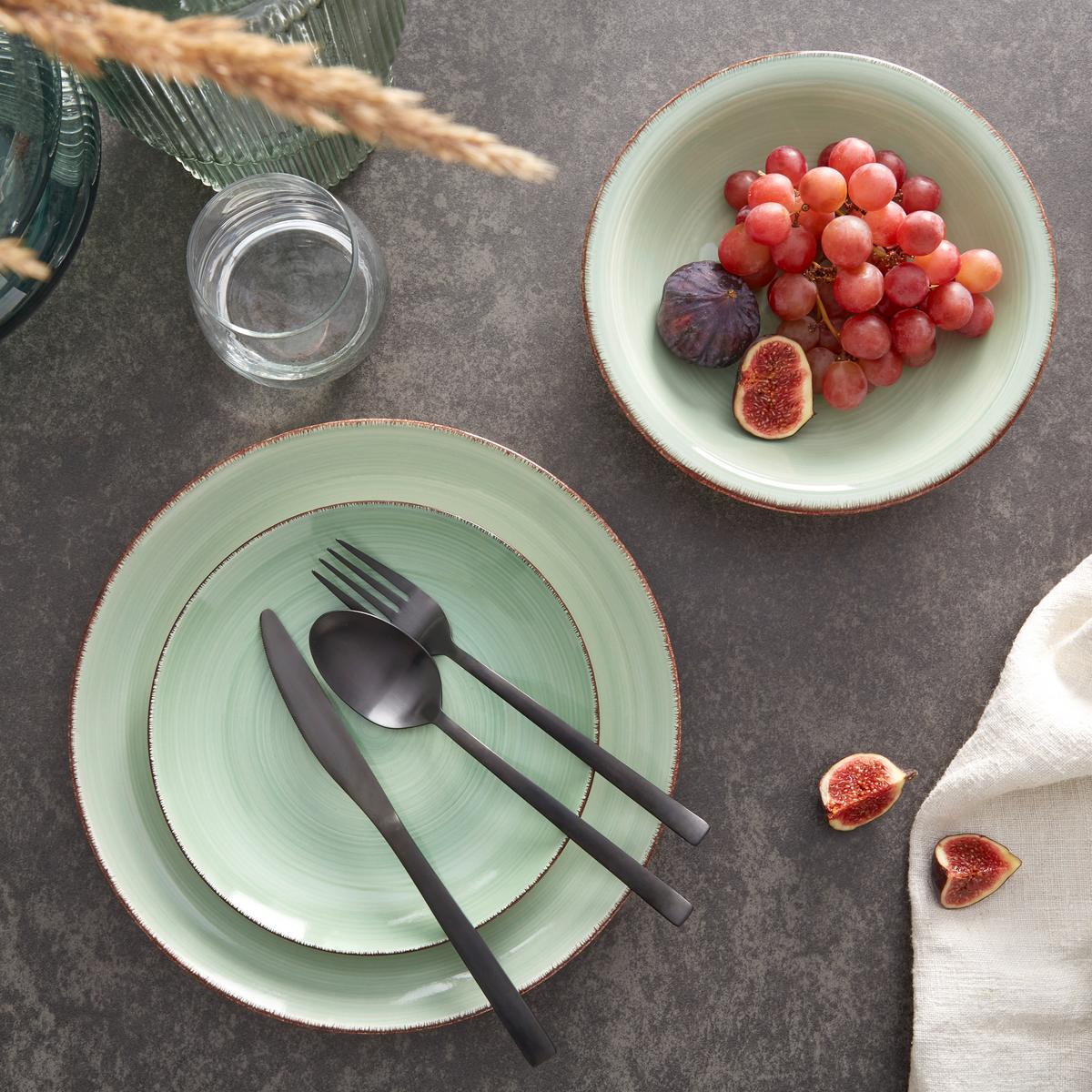 Tafelservice Lionel Steinzeug für 6 Personen, Geschirr Set - Grün, MODERN, Keramik - Luca Bessoni