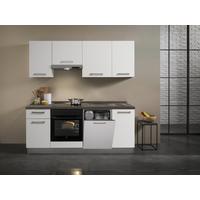 Küchenzeile Belluna Mit Geräten B: 210 Cm Weiß/eiche Dekor - Eiche grau/Alufarben, Basics, Holzwerkstoff/Kunststoff (210cm) - MID.YOU