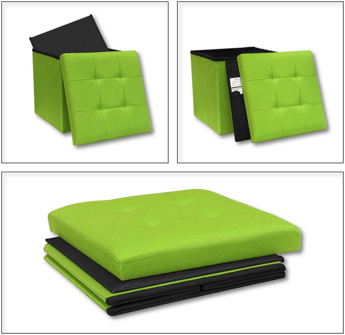 Sitzbox Boxas Grün B: 38 Cm - Grün, Basics, Holzwerkstoff/Kunststoff (38/38/38cm) - MID.YOU