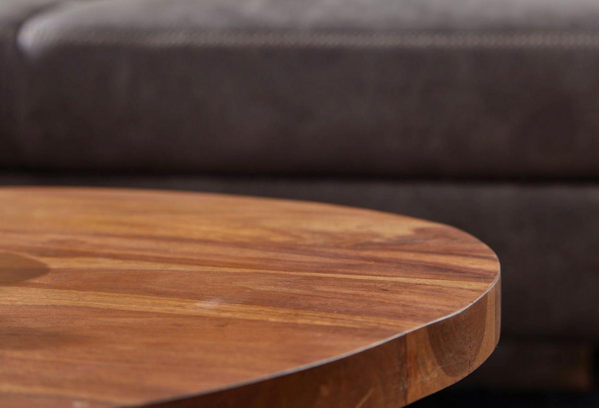 Couchtisch Wohnling Sheesham D: 60 Cm - Sheeshamfarben/Schwarz, MODERN, Holz/Metall (60/60/35cm) - MID.YOU
