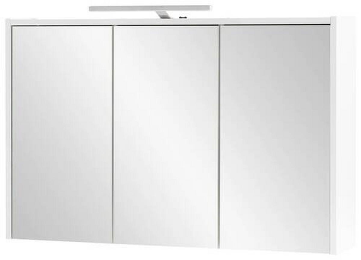 Spiegelschrank Flag mit Led 3 Türen, Weiß - Weiß Hochglanz/Weiß, MODERN, Glas/Holzwerkstoff (93,5/60/16cm) - MID.YOU