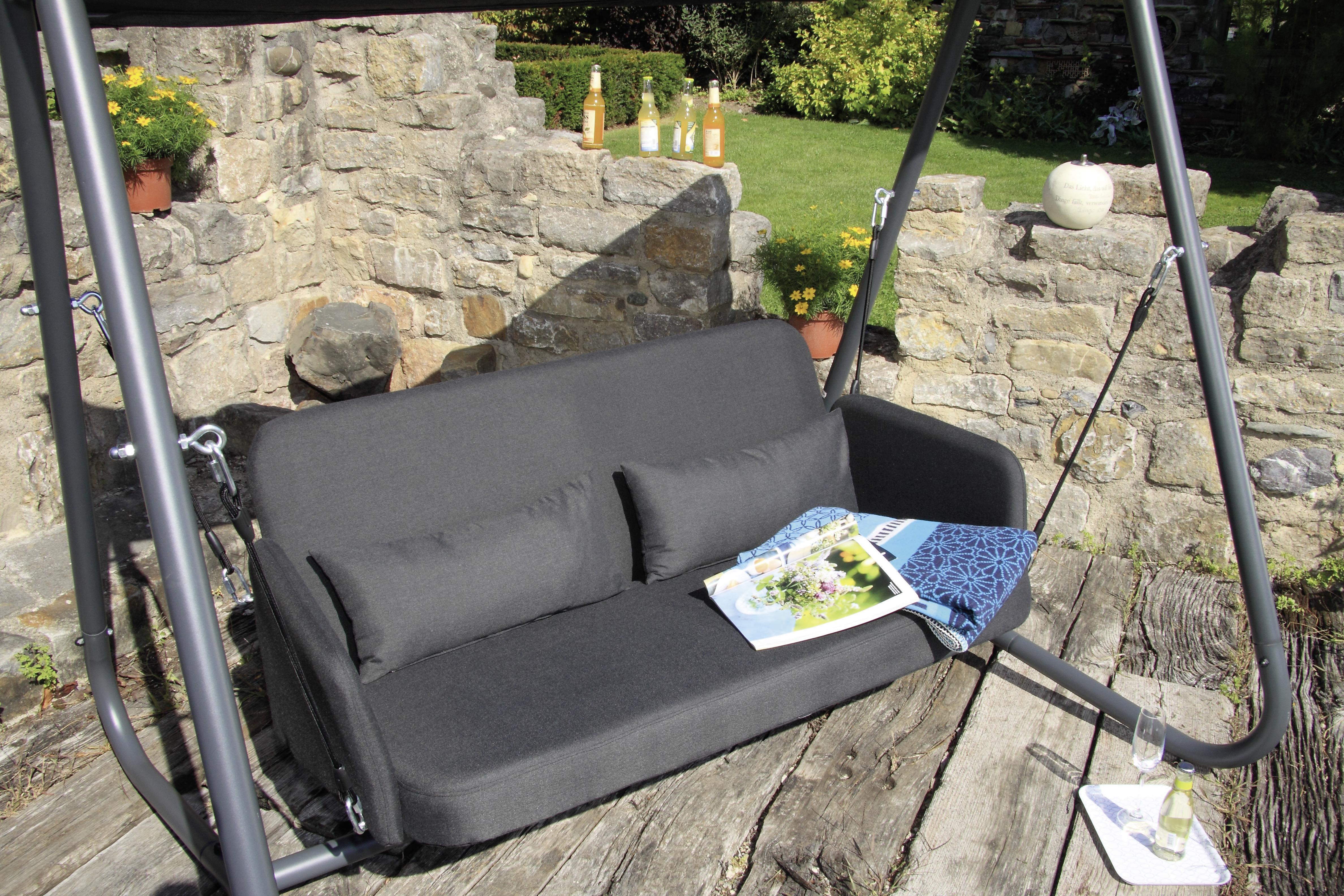 Metall/Textil • Anthrazit • pulverbeschichtet • L/B/H: ca. 190/142/177cm • UV-beständig