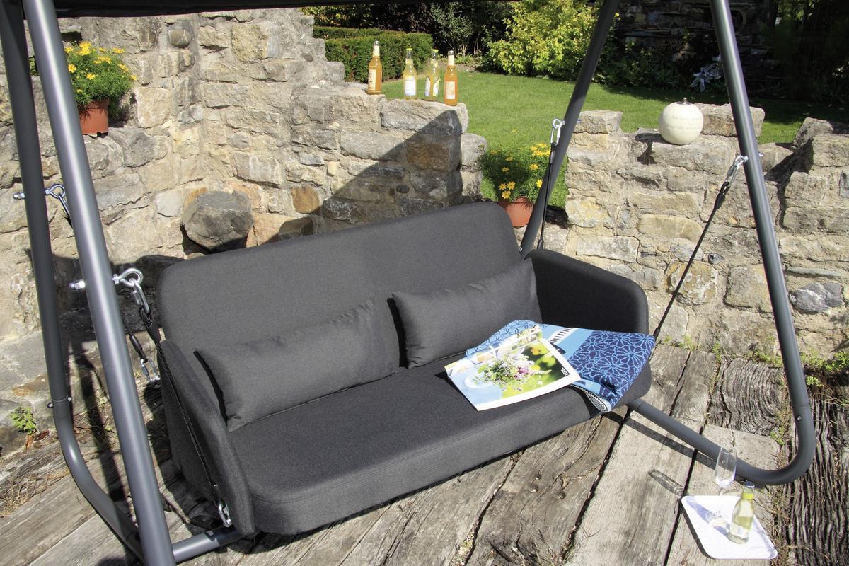 Hollywoodschaukel Mit Sonnendach Sun Acamp 2 Pers. - Anthrazit, Basics, Textil/Metall (190/142/177cm) - Acamp