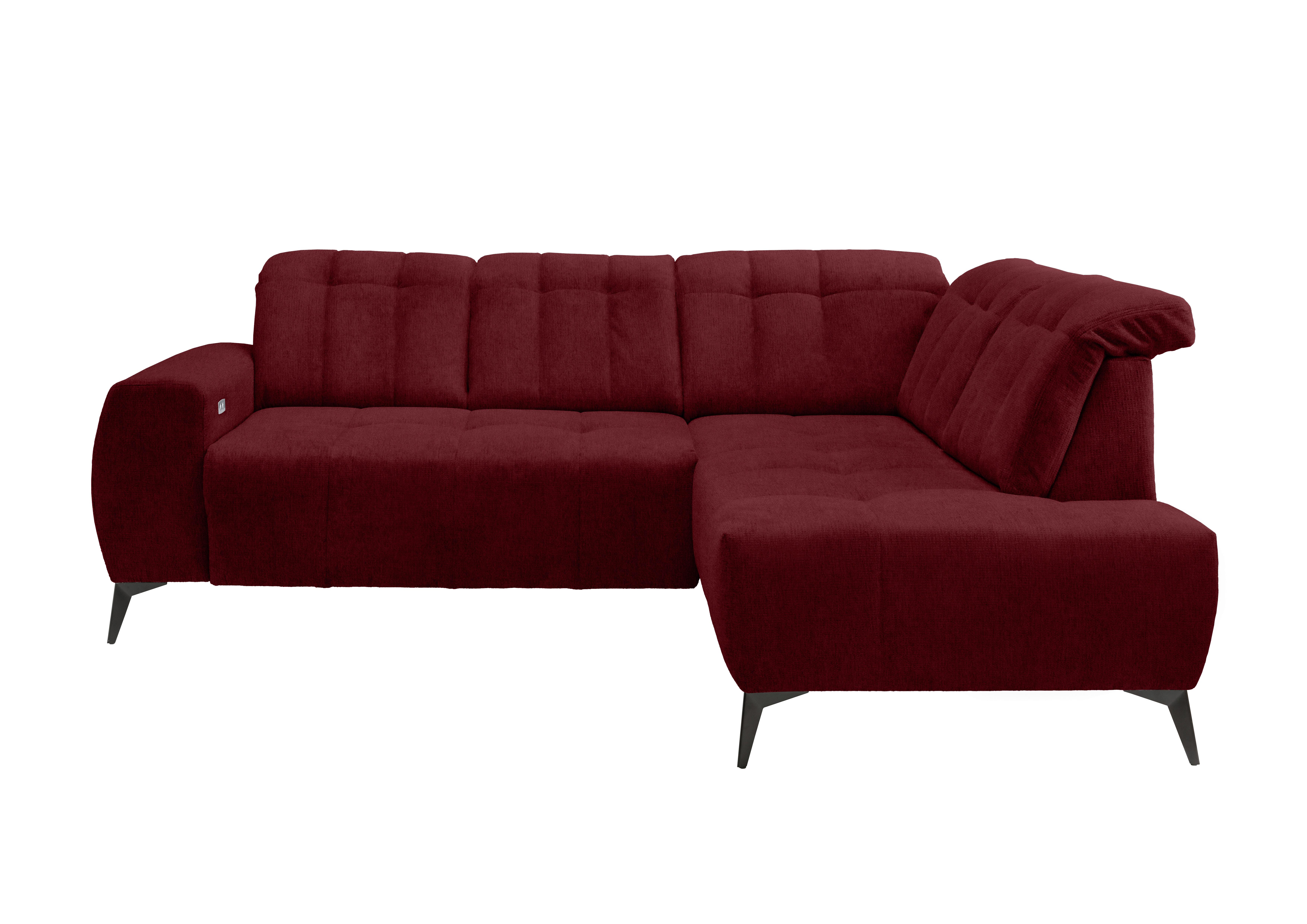 Ecksofa mit USB Anschluss Sano, Bordeaux, S: 261x200 cm - Bordeaux/Schwarz, MODERN, Textil (261/200cm) - Livetastic