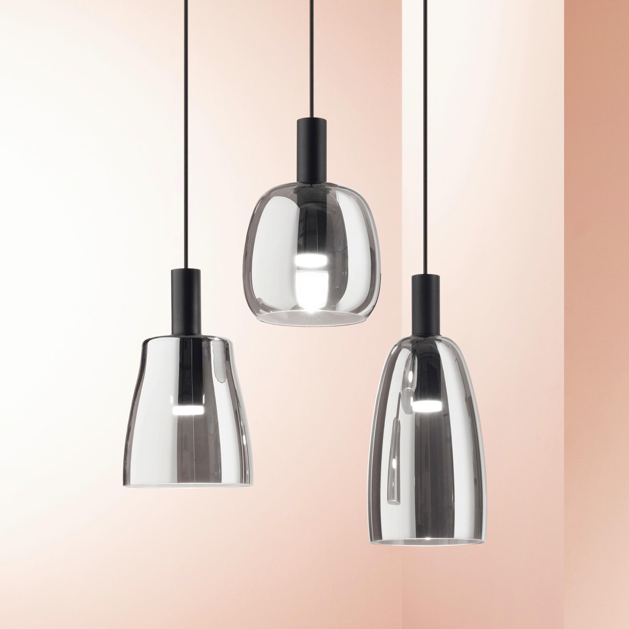 Hängeleuchte Coco Grau Schwarz D: 15 cm - Schwarz/Grau, Design, Glas/Metall (15/50\227cm) - Ideal Lux