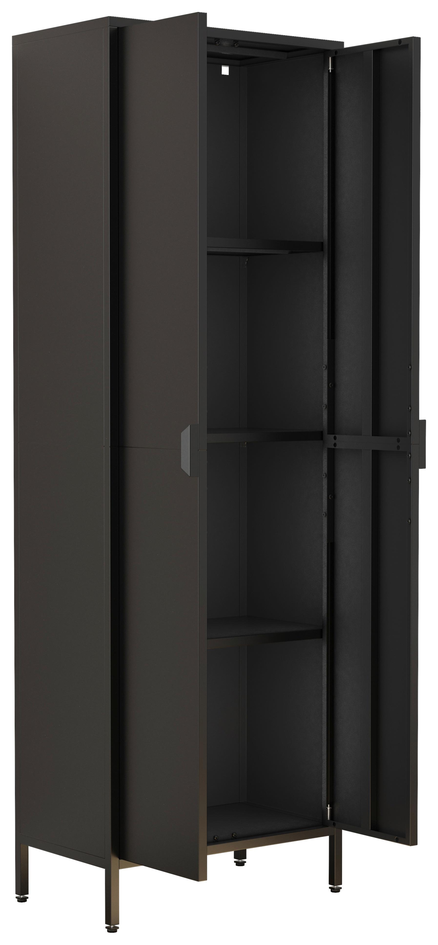 Drehtürenschrank Flokas Schwarz B: 60 Cm - Schwarz, Design, Metall (60/180/35cm) - MID.YOU