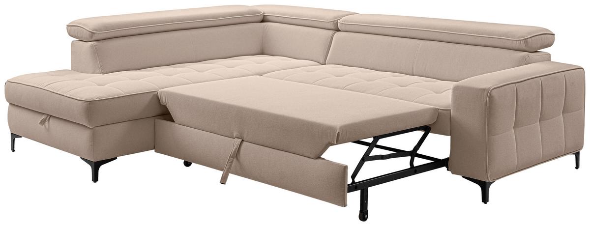 Ecksofa Nala Taupe S: 203x251cm - Taupe/Schwarz, Design, Textil (203/251cm) - MID.YOU