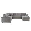 Wohnlandschaft Terana Grau mit Schlaffunktion, Mikrofaser - Chromfarben/Grau, KONVENTIONELL, Textil (219/305/157cm) - Livetastic