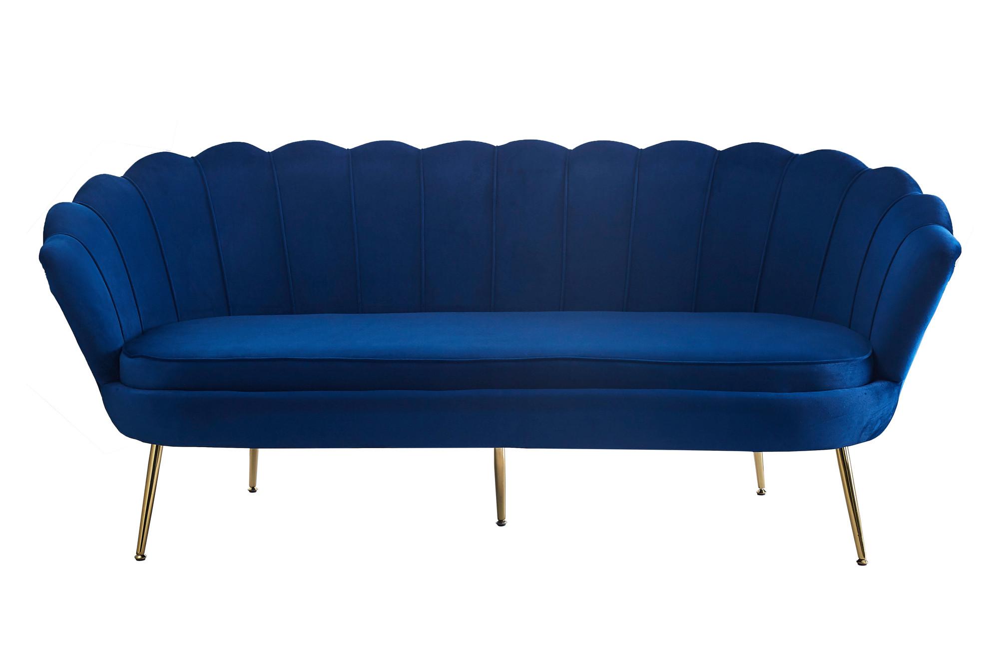 3-sitzer-sofa Dunkelblau B: 180 Cm - Goldfarben/Dunkelblau, MODERN, Textil (180/78/76cm) - Livetastic