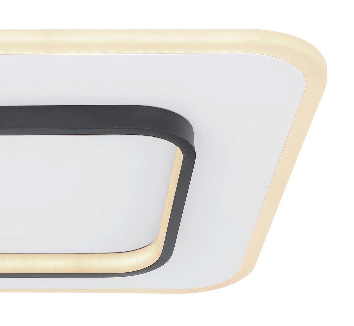 Led-deckenleuchte Lima L: 45,8 Cm Mit Fernbedienung - Opal/Schwarz, Basics, Kunststoff/Metall (45,8/45,8/6cm) - Globo