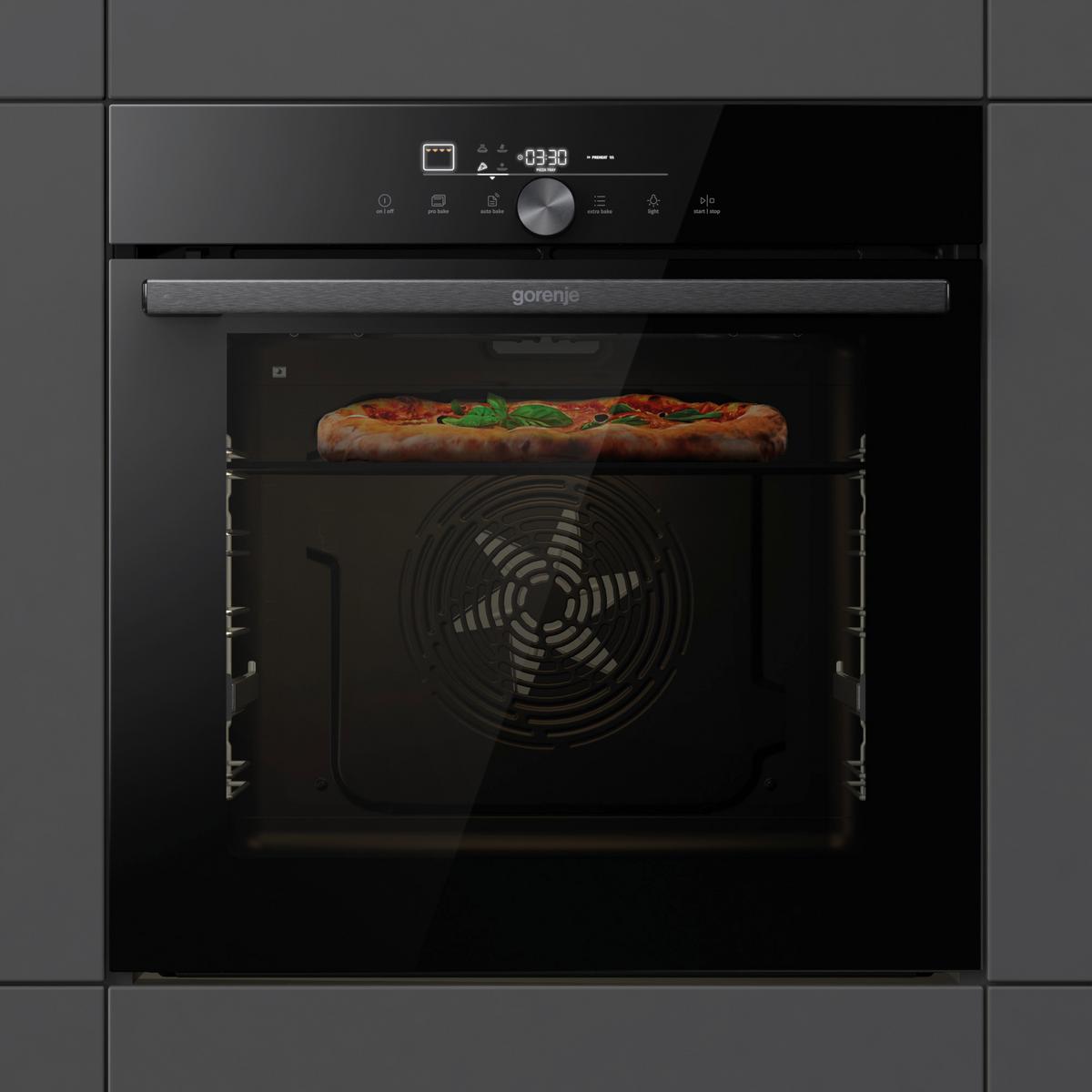 Einbaubackofen Go66e Pizza350c - Schwarz, MODERN, Glas/Metall (59,5/59,5/56,4cm) - Gorenje