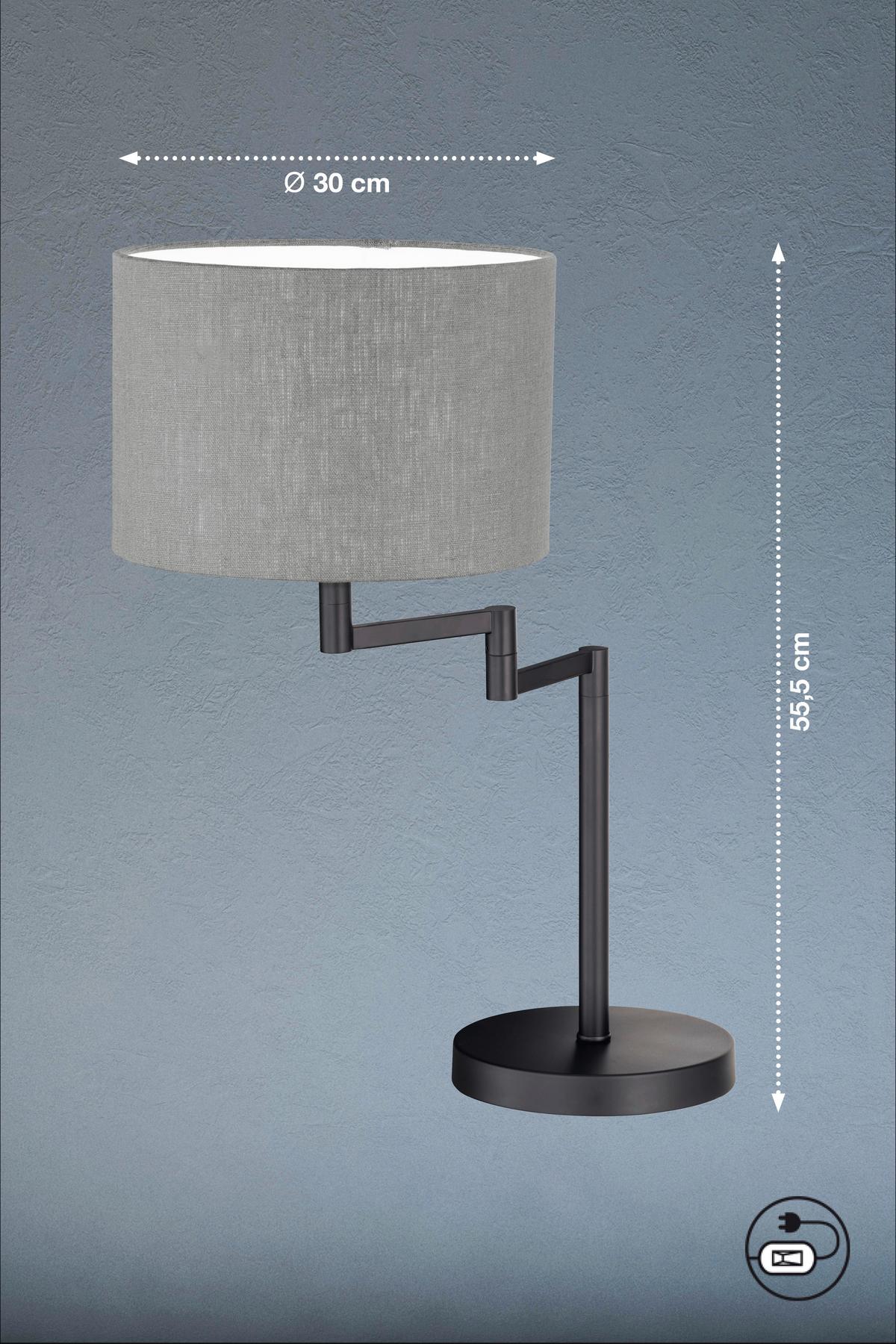 Tischleuchte 50575 Rota - Sandfarben/Schwarz, Basics, Textil/Metall (30/55cm) - Fischer & Honsel